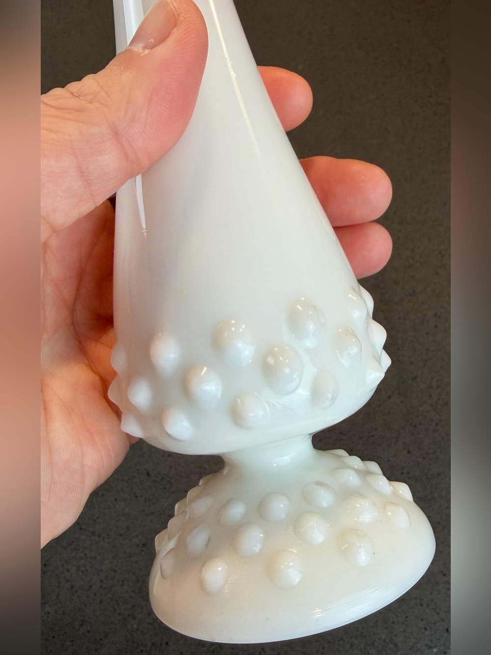 (2-Piece) Vintage White Milk Glass Hobnail Bud Vases, OS - Picture 9 of 14